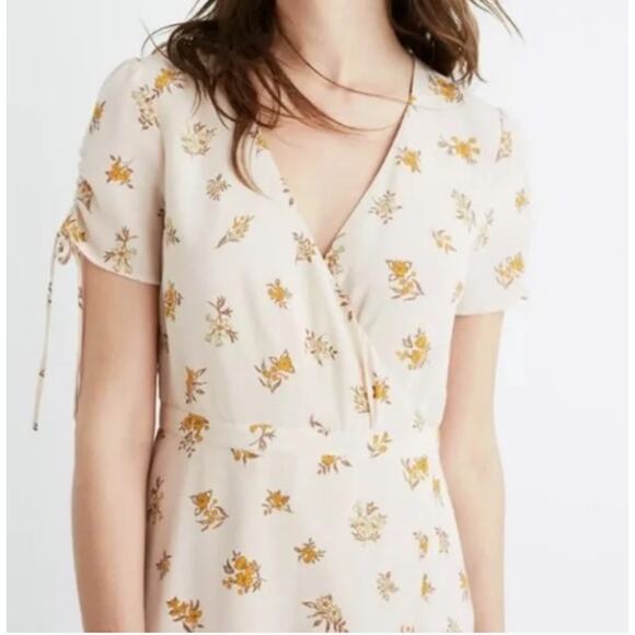 MADEWELL Floral Faux Wrap Silk Maxi Dress Sandcastle Field Bouquet Sz 0 NWT JJ26 - Picture 2 of 5